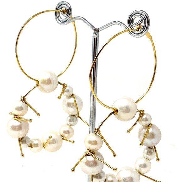 Jil Sander: pearl-embellished hooped earrings